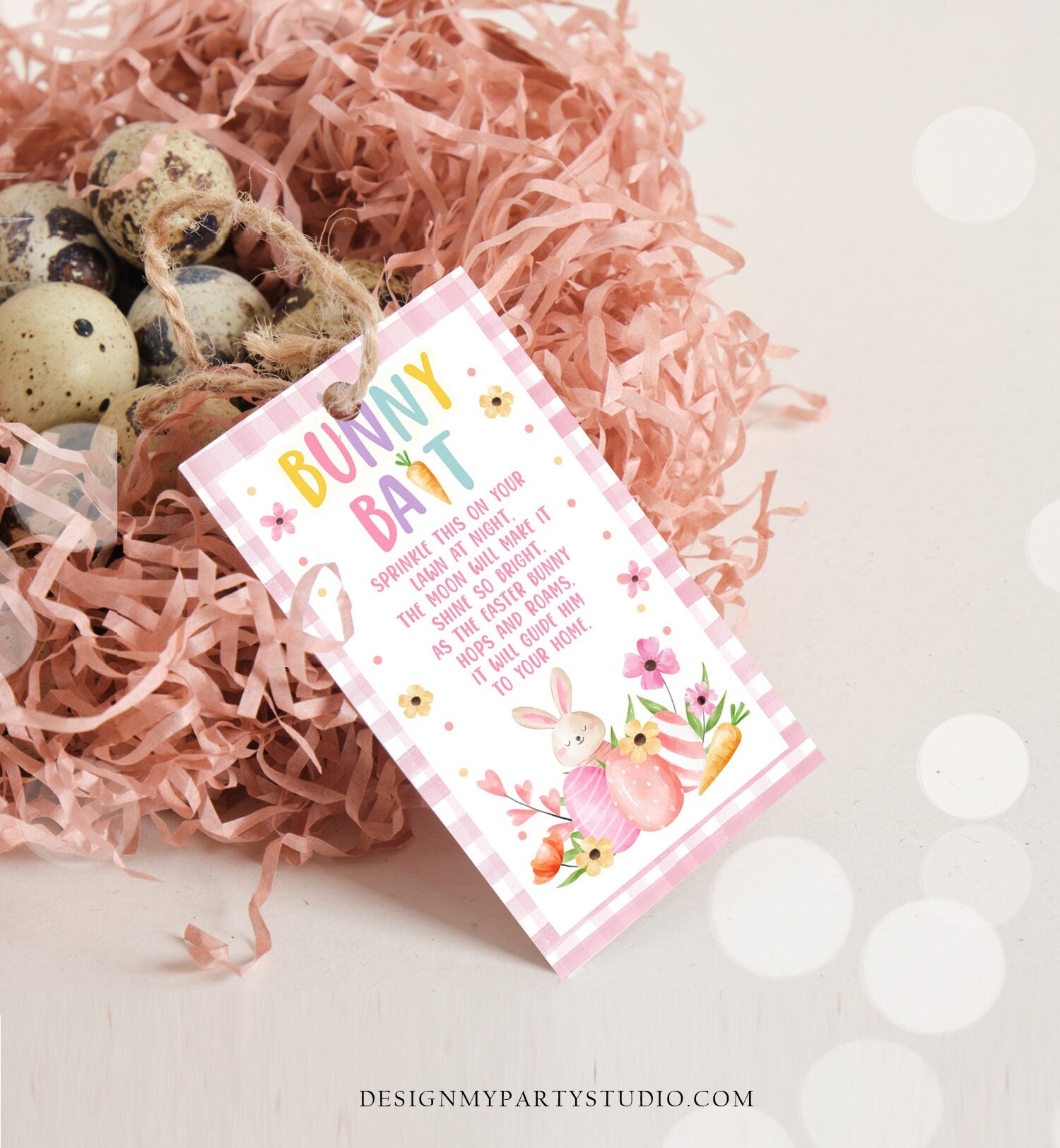 Editable Easter Bunny Bait Treat Bag Toppers Easter Favor Bag Easter Treat Kids School Easter Basket Food Tag Corjl Template Printable 0449