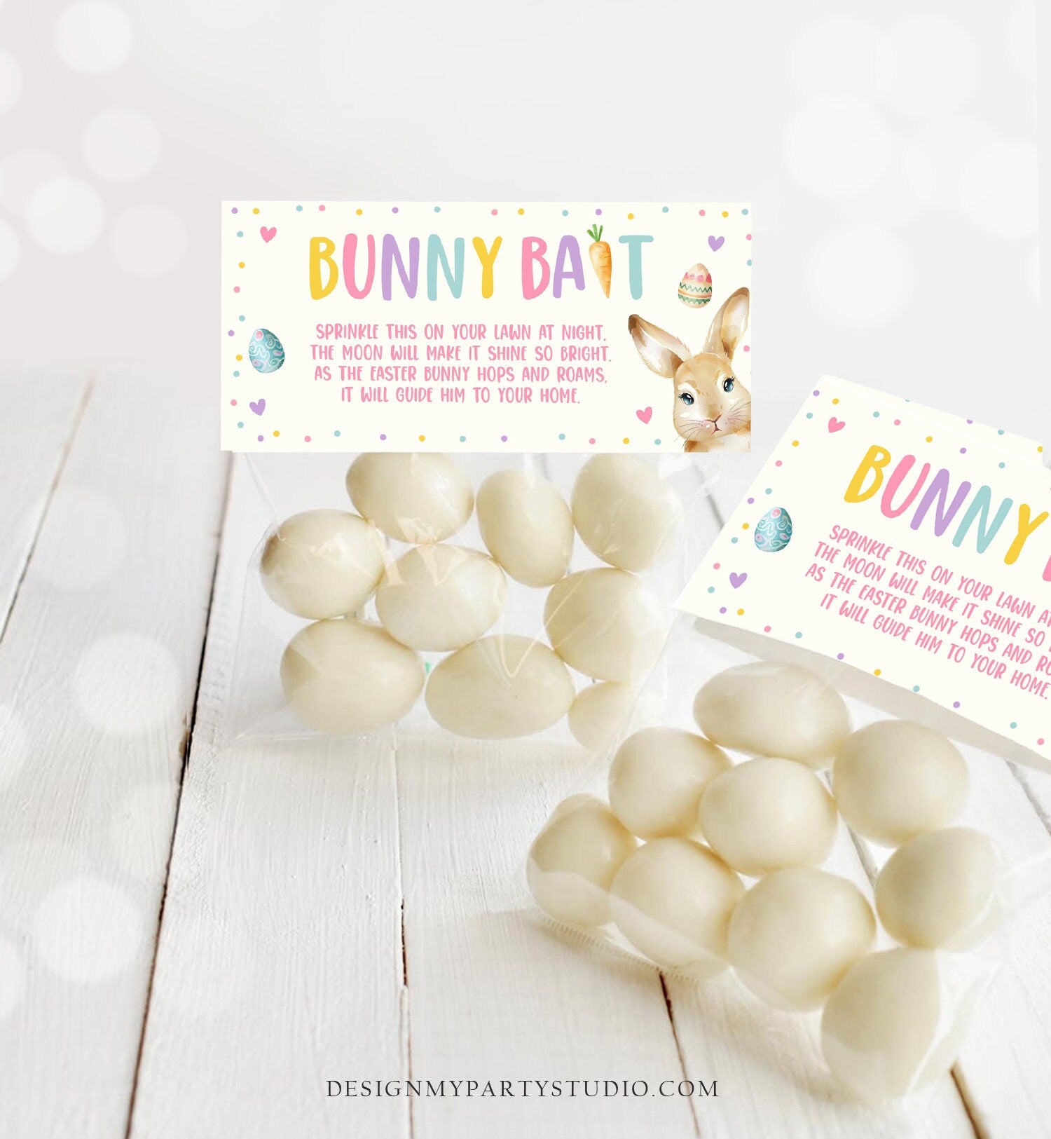 Editable Easter Bunny Bait Treat Bag Toppers Easter Favor Bag Easter Treat Kids School Easter Basket Food Tag Corjl Template Printable 0449