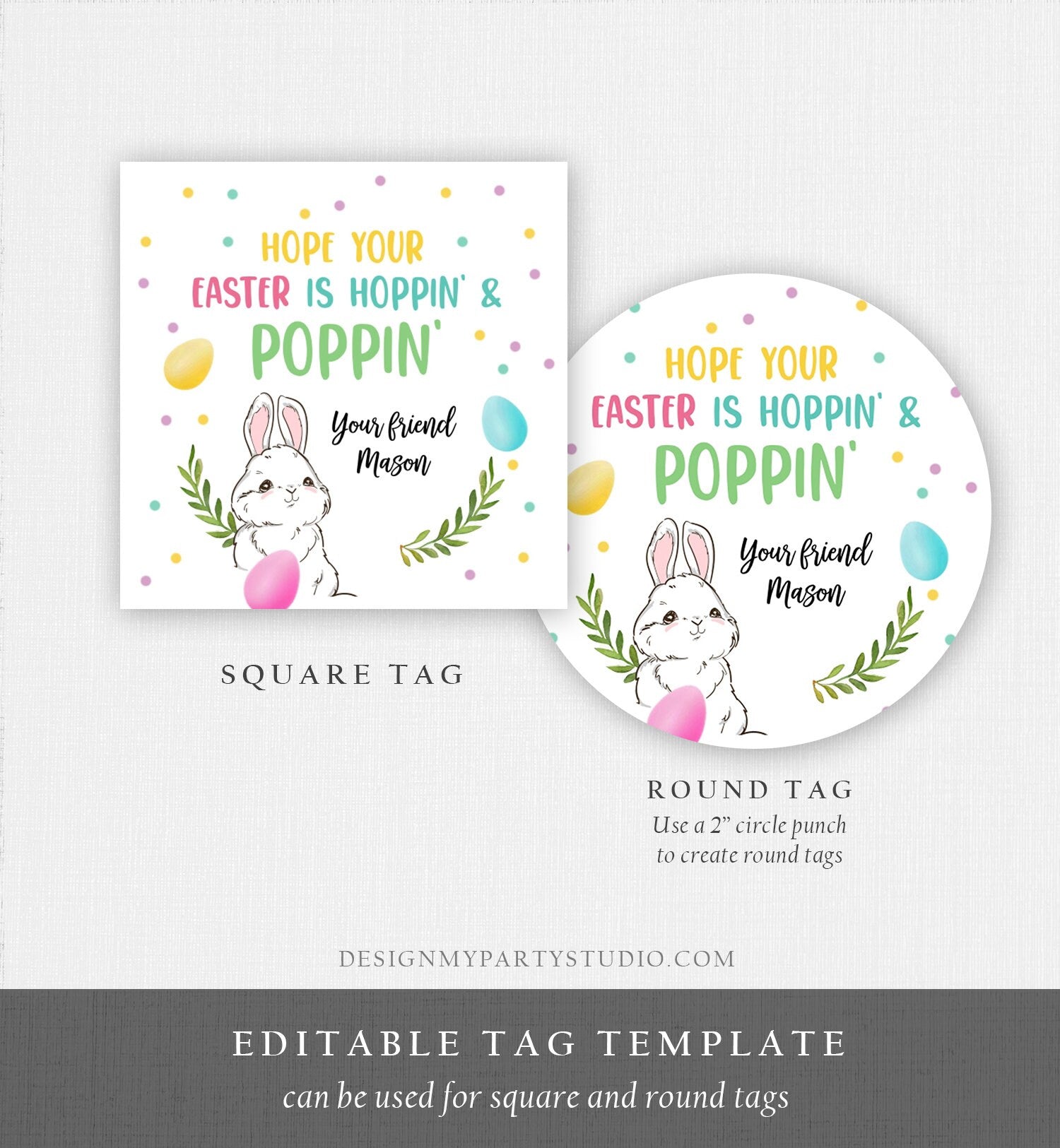 Editable Pop It Easter Gift Tags Easter Favor Tags Fidget Toy Easter Cards for Kids School Poppin' Personalized Tag Digital PRINTABLE 0449