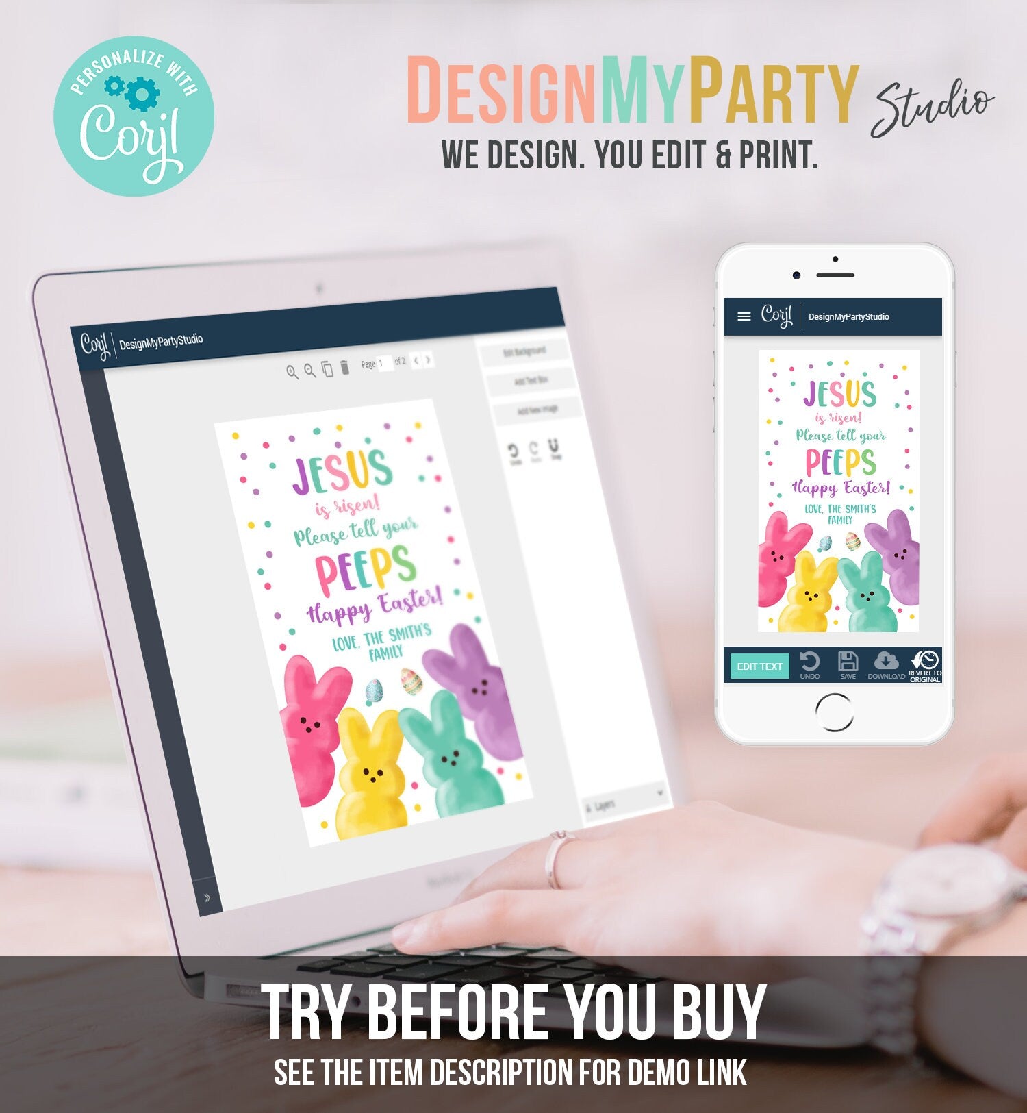 Editable Easter Treats For My Peeps Jesus is Risen Tell Your Peeps Gift Tag Church Gift Easter Favor Easter Basket Digital PRINTABLE 0449