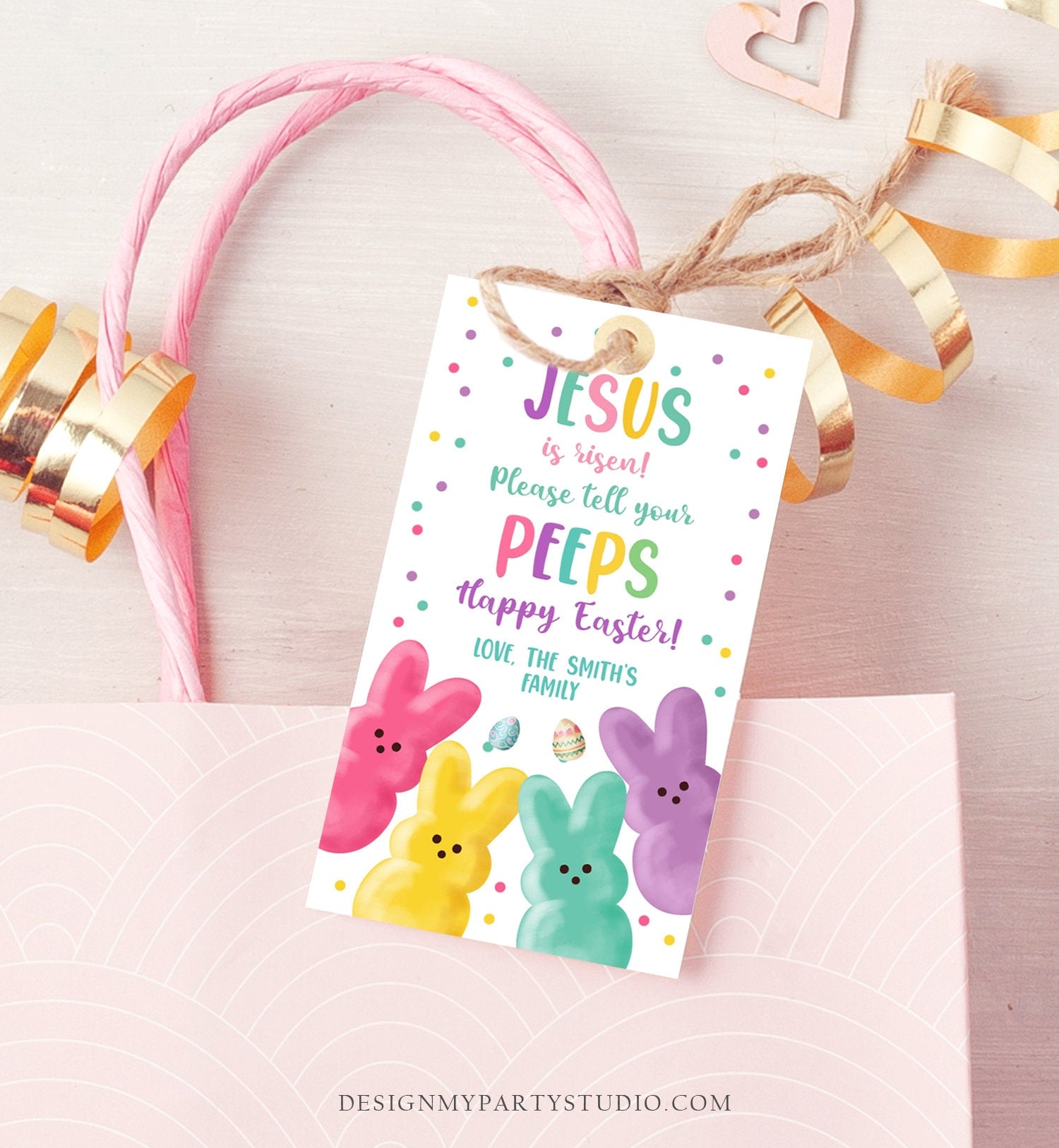 Editable Easter Treats For My Peeps Jesus is Risen Tell Your Peeps Gift Tag Church Gift Easter Favor Easter Basket Digital PRINTABLE 0449