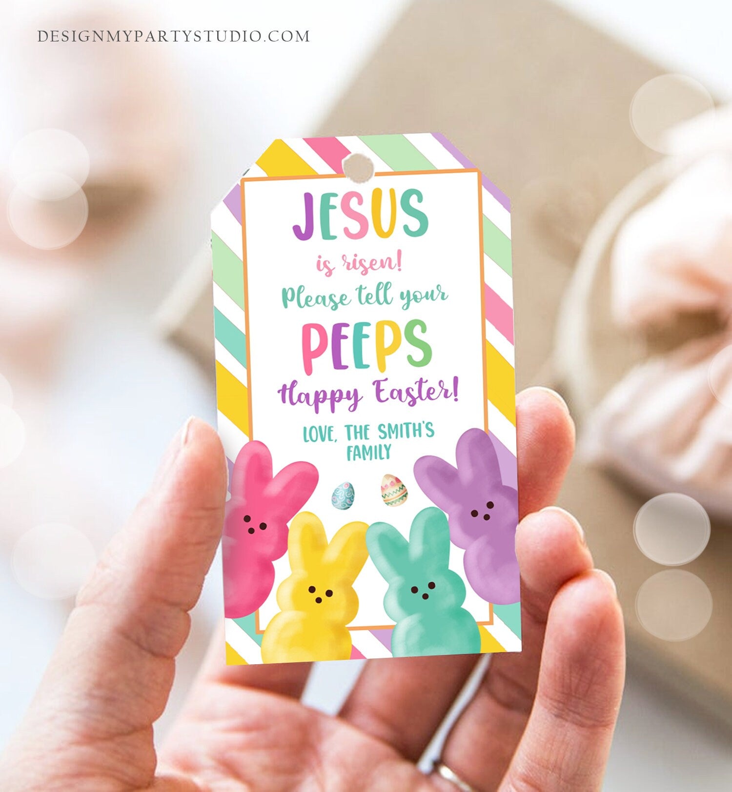 Editable Easter Treats For My Peeps Jesus is Risen Tell Your Peeps Gift Tag Church Gift Easter Favor Easter Basket Digital PRINTABLE 0449