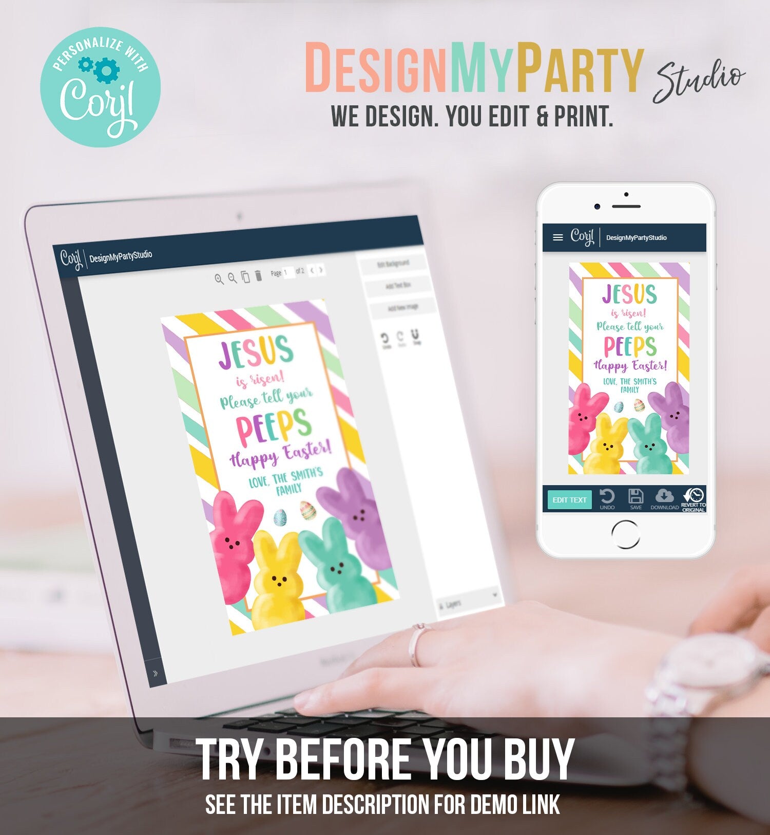 Editable Easter Treats For My Peeps Jesus is Risen Tell Your Peeps Gift Tag Church Gift Easter Favor Easter Basket Digital PRINTABLE 0449