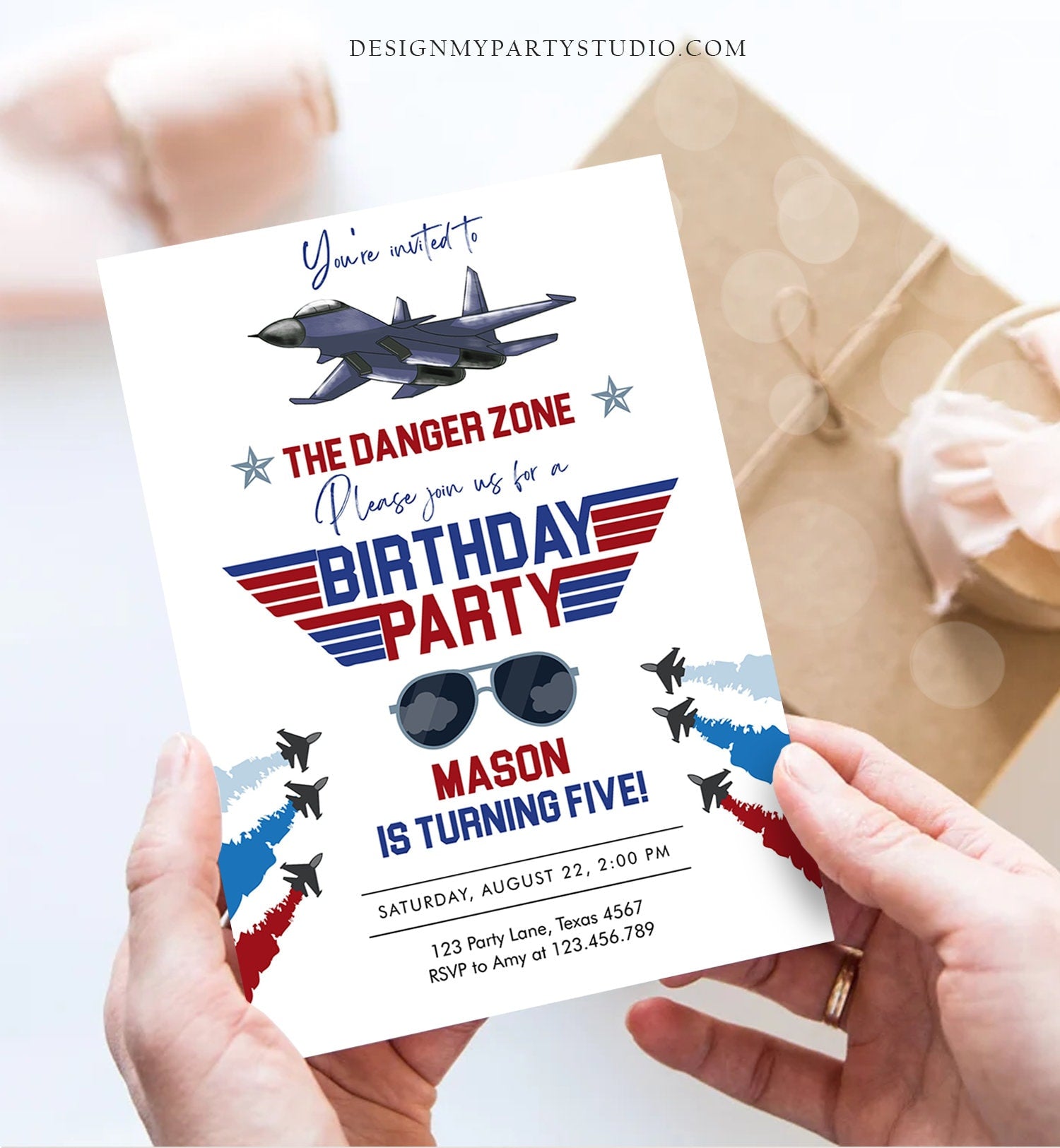 Editable Fighter Pilot Birthday Invitation Fighter Jet Pilot Invitation Boy Military Jet Instant Download Printable Corjl Template 0469