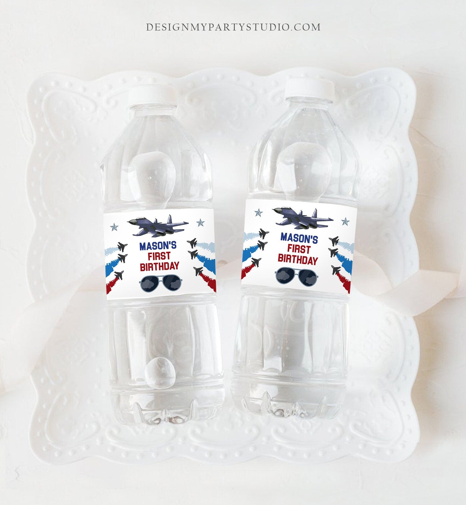 Editable Fighter Pilot Water Bottle Labels Jet Fuel Labels Boy Birthday Airplane Fighter Jet Danger Zone Decor Printable Template Corjl 0469