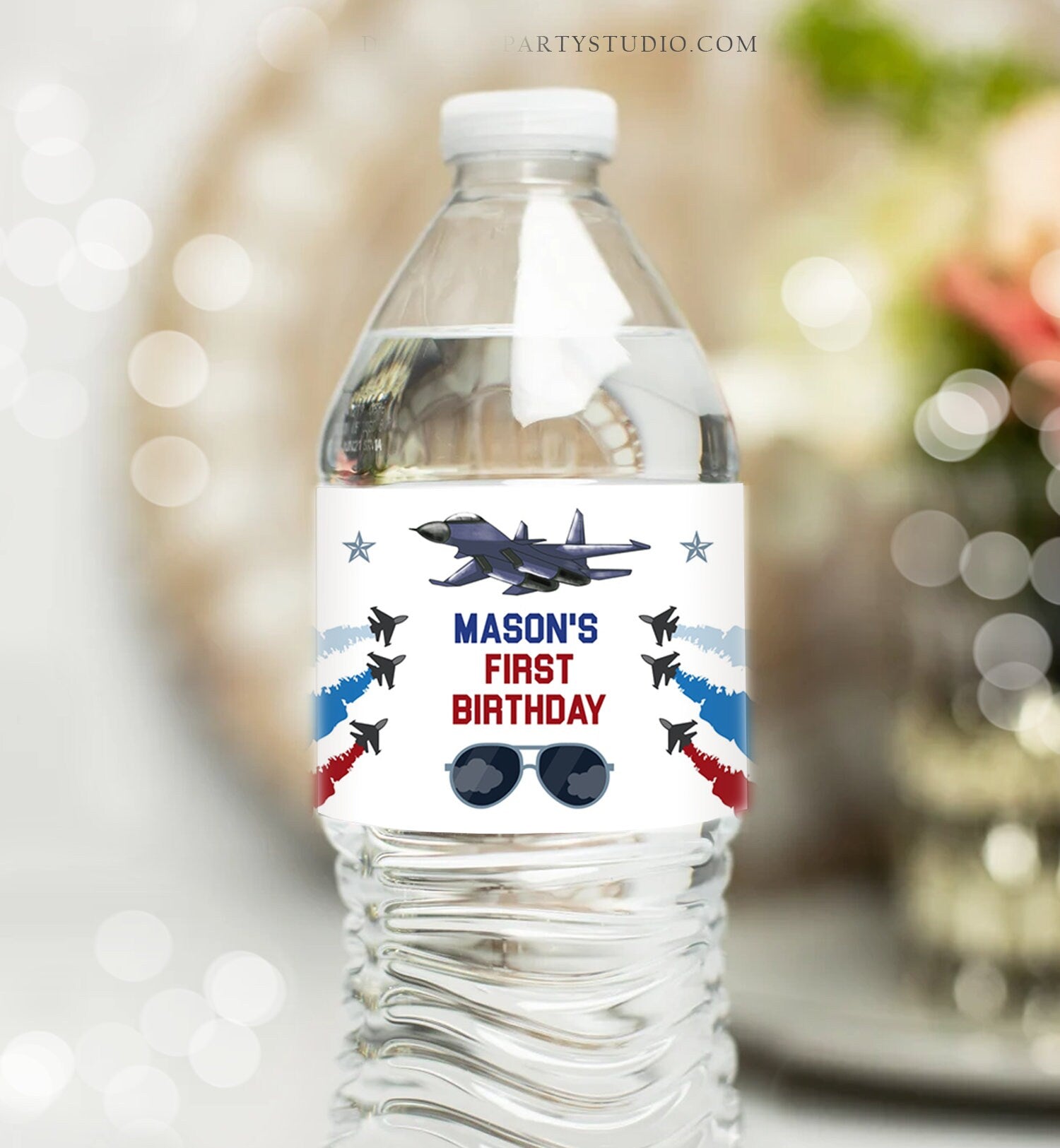 Editable Fighter Pilot Water Bottle Labels Jet Fuel Labels Boy Birthday Airplane Fighter Jet Danger Zone Decor Printable Template Corjl 0469