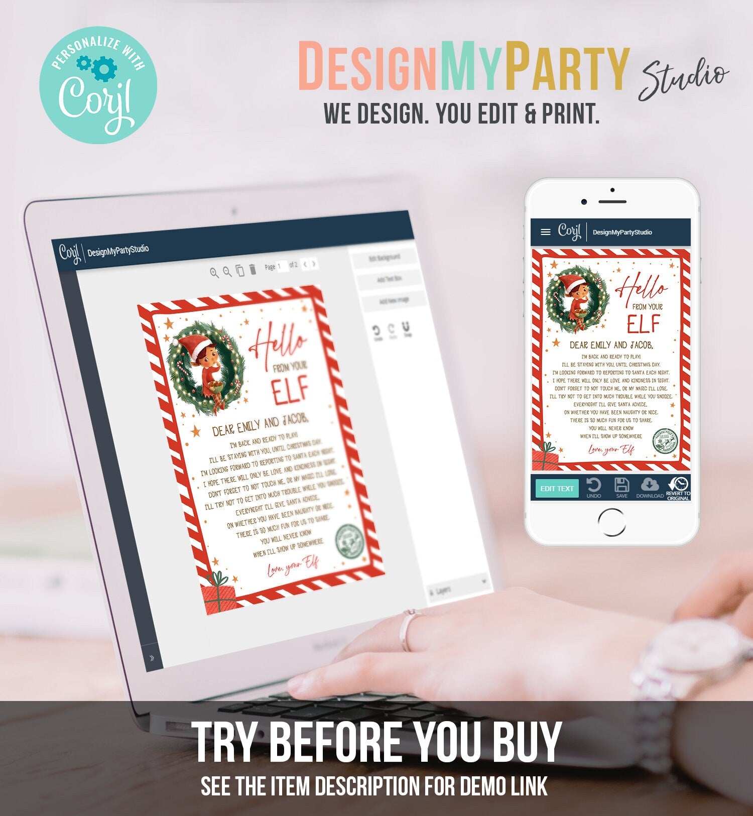 Editable Elf Arrival Letter Return Letter Christmas Elf I'm Back Elf Welcome Christmas Hello Letter From Your Elf Printable Template 0481