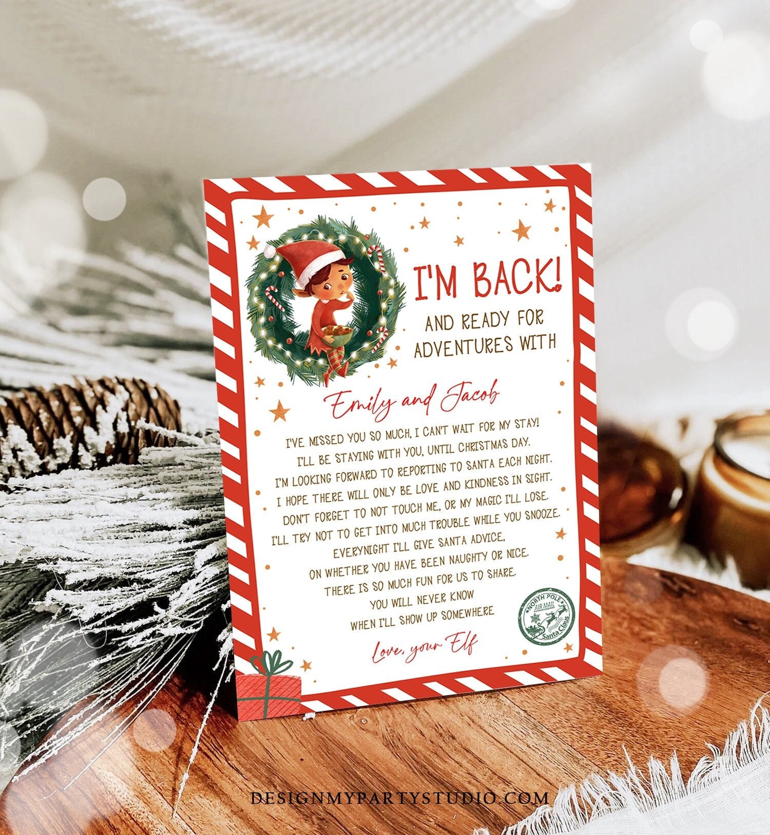 Editable Elf Arrival Letter Return Letter Christmas Elf I'm Back Elf Welcome Christmas Elf Letter From Your Elf Printable Template 0481