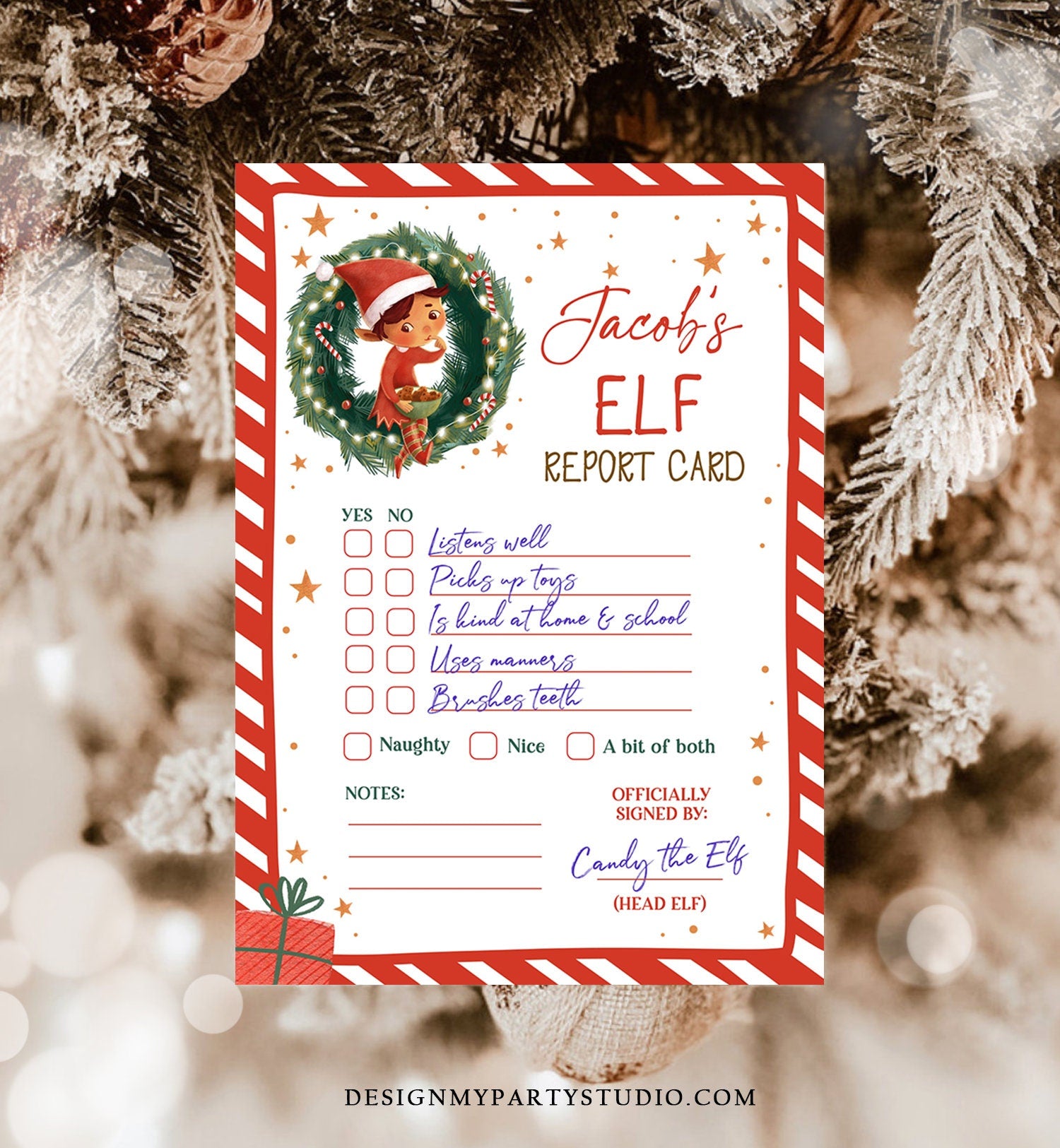 Editable Elf Report Card Personalized Elf Letter Christmas Elf Letter From Your Elf Report Card Santa Claus Decor Printable Template 0481