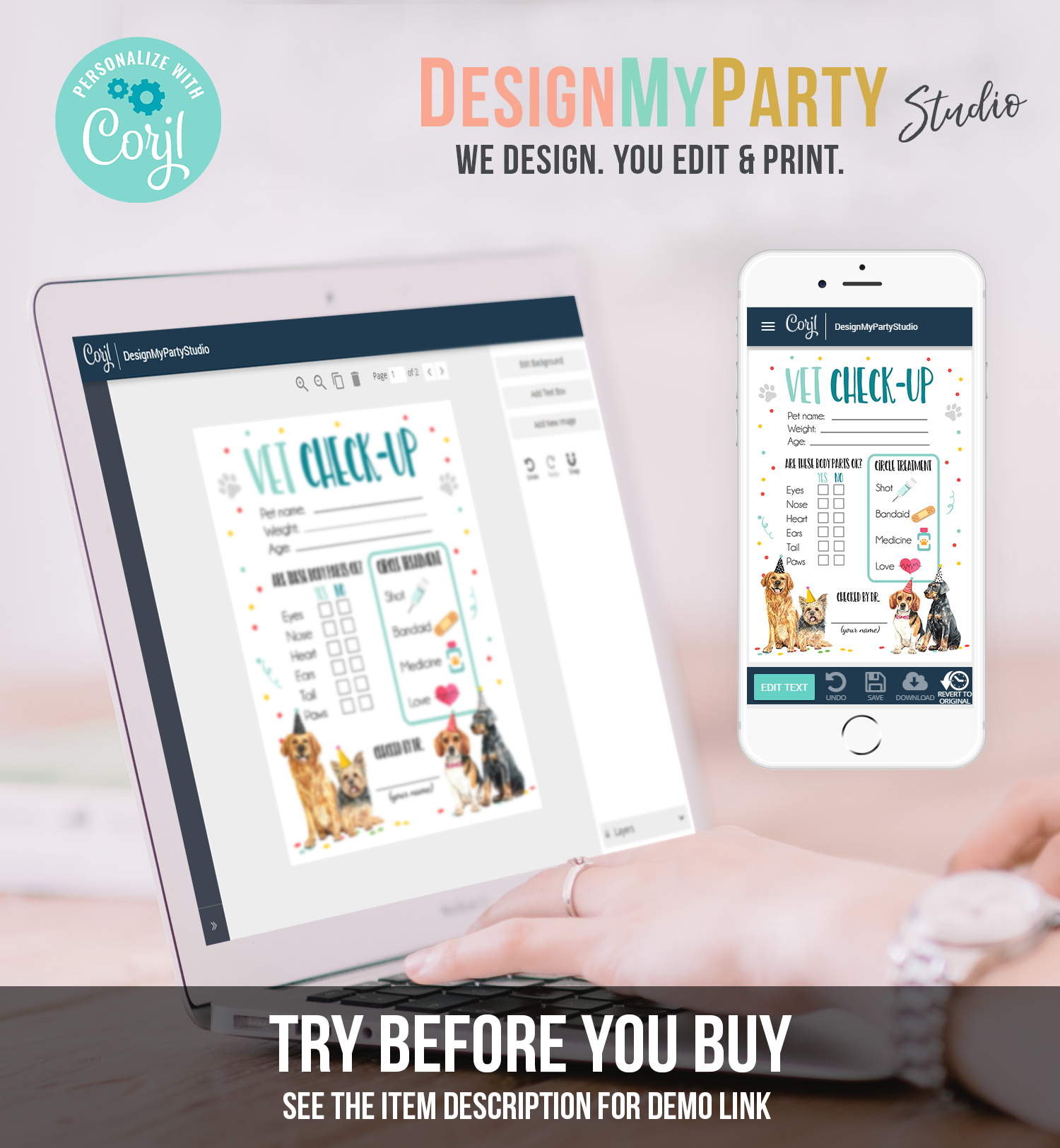 Vet Check Up Exam Sheet Pet Check-Up Dog Birthday Party Puppy Party Hospital Puppy Adoption Adopt a Pet Boy Blue Download Printable 0384