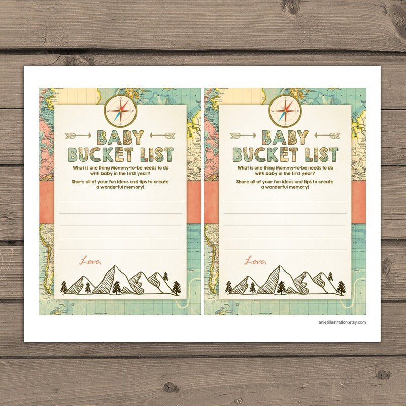 Adventure baby shower Baby Bucket List game Instant download Map baby shower Travel baby shower game Gender neutral places PRINTABLE 0044