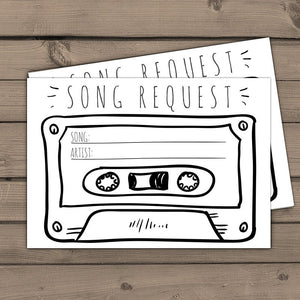 Song Request card Cassette Tape Song Request Wedding insert card White Cassette Song Request RSVP Wedding invitation Funny DIY PRINTABLE