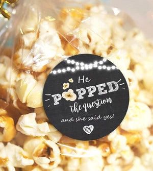 He Popped the Question Gift Tag Engagement party favor tag Engagement Popcorn Favor Tag Stickers engagement wedding Stickers PRINTABLE 0110
