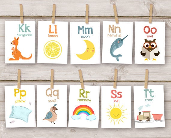 Alphabet Flash Cards ABC Nursery Wall Cards ABC Cards Classroom Decor A to Z Cards Alphabet Print Instant Download Digital PRINTABLE 5x7&quot;