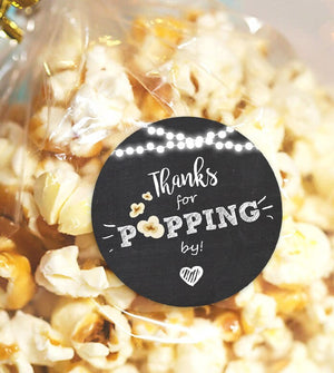 Thanks for popping by Gift Tag Birthday party favor tag Popcorn Favor Tag Stickers Stickers popping by rustic String light PRINTABLE 0110