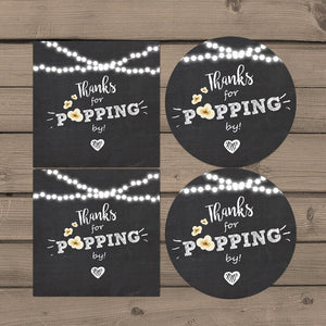 Thanks for popping by Gift Tag Birthday party favor tag Popcorn Favor Tag Stickers Stickers popping by rustic String light PRINTABLE 0110