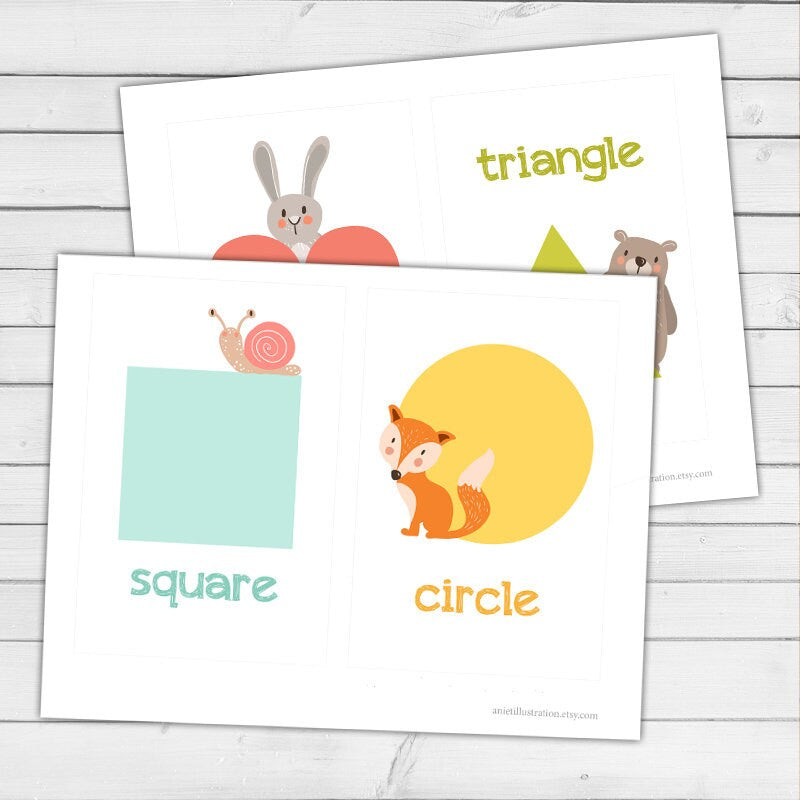 Shapes Flash Cards Shapes Flash Cards Nursery Wall Educational Kids Room School Class Decor Wall Art Instant Digital Download Printable