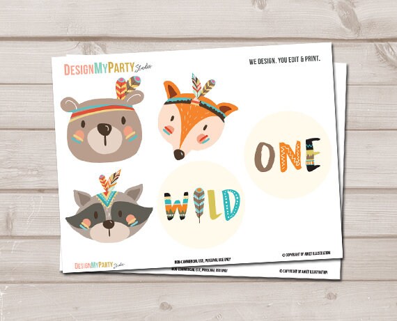 Tribal Woodland Garland Wild One Birthday Woodland Banner Decor First Birthday Forest Animals Wild One Baby Shower PRINTABLE Digital 0061