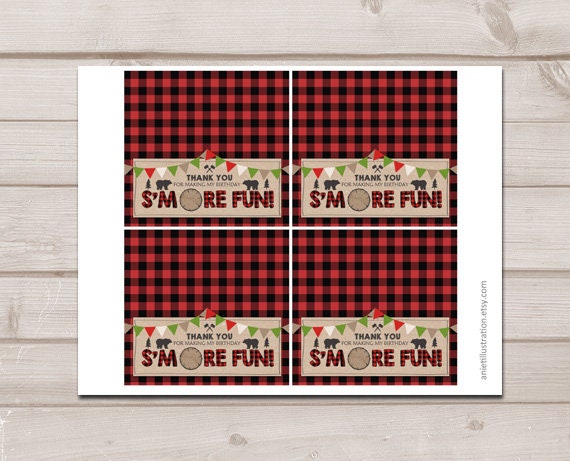 Printable Treat Bag toppers Lumberjack Birthday Party Lumberjack First birthday Lumberjack party S&#39;more download DIGITAL PRINTABLE 0026