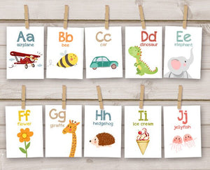 Alphabet Flash Cards ABC flash cards Nursery wall cards ABC cards Classroom decor A to Z cards instant Download digital PRINTABLE 5x7"
