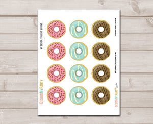 Donut Cupcake Toppers table Centerpiece Birthday Party Decoration Baby Shower Sprinkle Doughnut Pink Mint download Digital PRINTABLE 0050