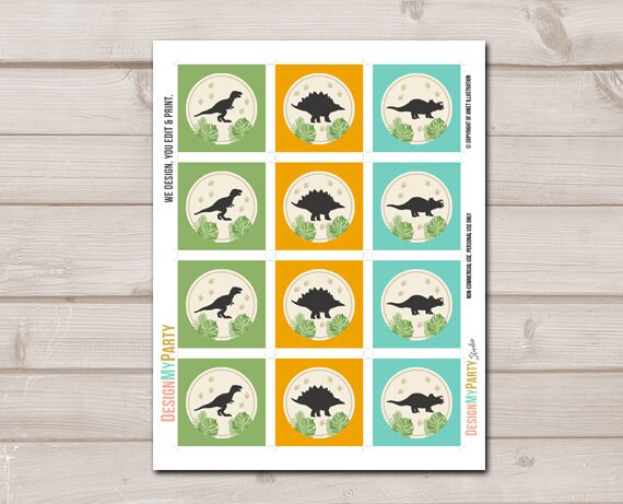 Dinosaur Cupcake Toppers Favor Tags Birthday Party Decoration Dino Party Dino Birthday Boy Prehistoric Digital Download Printable 0043