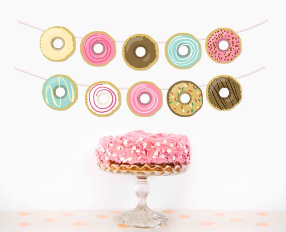 Donut Garland Donut Birthday Party Donut Decor First Birthday Donut Baby Shower Sprinkle Breakfast Party Slumber Download Printable 0050
