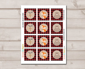Lumberjack Cupcake Toppers Favor Tags Birthday Party Decoration Buffalo Plaid Woodland Birthday Party Decor download Digital PRINTABLE 0303