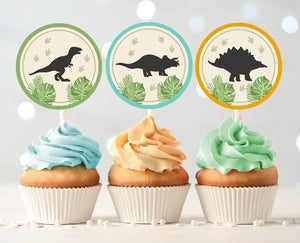 Dinosaur Cupcake Toppers Favor Tags Birthday Party Decoration Dino Party Dino Birthday Boy Prehistoric download Digital PRINTABLE 0043