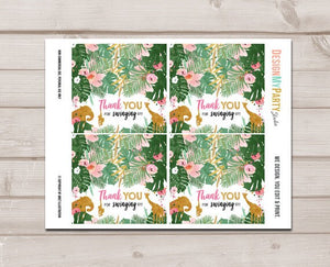 Printable Treat Bag toppers Wild One Birthday Party Safari Animals First birthday Pink and Gold Girl Jungle download DIGITAL PRINTABLE 0016