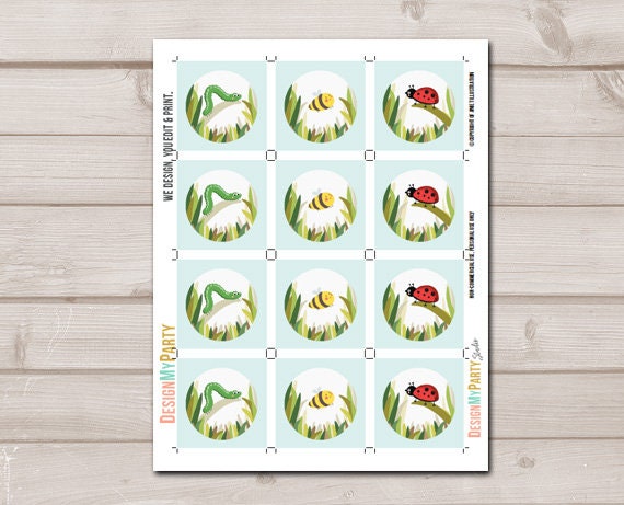 Bug Cupcake Toppers Favor Tags Bug Birthday Party Decoration Insect Party Outdoor Bug Party Boy Stickers download Digital PRINTABLE 0090