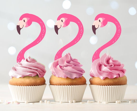 Flamingo Cupcake Toppers Favor Tags Birthday Party Decoration Pink Tropical Hawaii Flamingo Birthday Decor download Digital PRINTABLE 0200