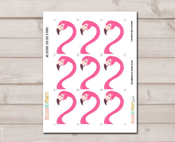 Flamingo Cupcake Toppers Favor Tags Birthday Party Decoration Pink Tropical Hawaii Flamingo Birthday Decor download Digital PRINTABLE 0200