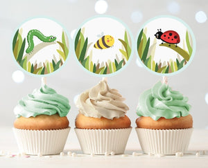 Bug Cupcake Toppers Favor Tags Bug Birthday Party Decoration Insect Party Outdoor Bug Party Boy Stickers download Digital PRINTABLE 0090