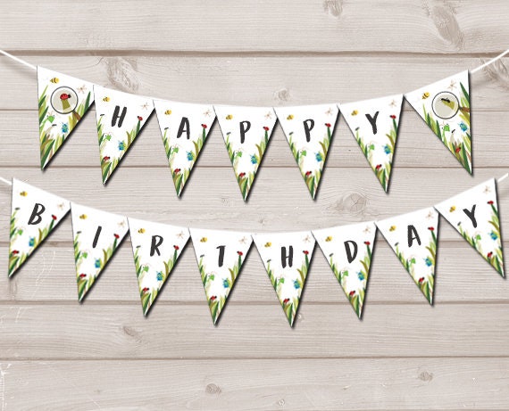 Happy Birthday Banner Bug Birthday Banner Insect Birthday Bug Party Bug Banner Boy Bug Hunt Instant download PRINTABLE DIGITAL DIY 0090
