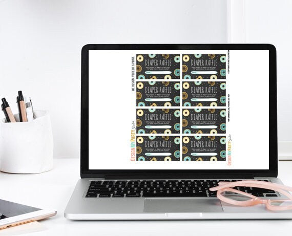 Diaper Raffle Tickets Donut Diaper Game Doughnut Sprinkle Baby Shower Donut Baby Sprinkle Donut and Diapers Boy Blue Diapers PRINTABLE 0050