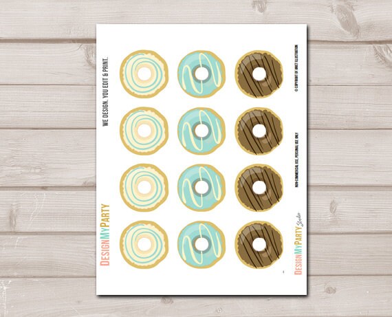 Donut Cupcake Toppers table Centerpiece Birthday Party Decoration Baby Shower Sprinkle Doughnut Boy Blue download Digital PRINTABLE 0050