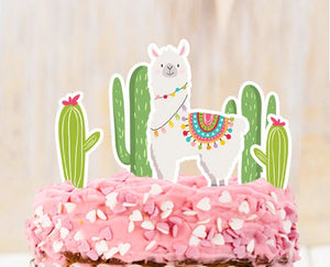 Llama Cake Topper Llama Birthday Llama Party Decor Fiesta Mexican Girl Birthday Cactus Decor Instant Download PRINTABLE Digital 0079