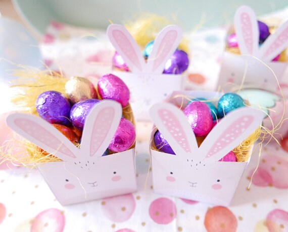 Printable Easter Bunny Baskets Cute Bunny Favor Boxes Gender Neutral Bunny Birthday Easter Egg hunt Download PRINTABLE 0449 0117 0238 0104