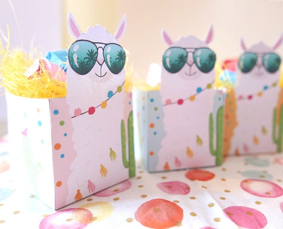 Printable Llama Favor Boxes Llama Birthday Decor Whole Llama Fun Fiesta Alpaca Cactus Fiesta Favors Instant Download DIGITAL PRINTABLE 0079