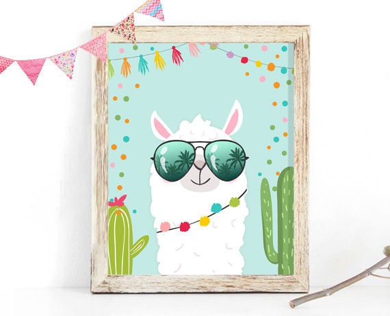 Llama Nursery Print Llama Wall Art Kids Room Decor Printable Gift Printable Art Alpaca Tribal Girls Table Decor Birthday Sign PRINTABLE 0079