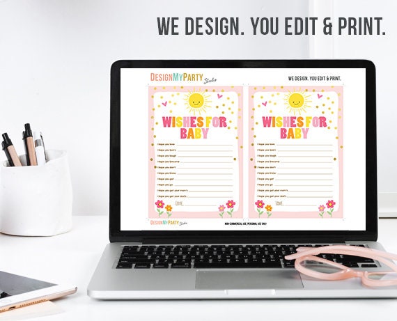Wishes for Baby Sunshine Baby Shower Game Little Sunshine Girl Baby Shower Sprinkle Activity Shower Instant Digital Download Printable 0070