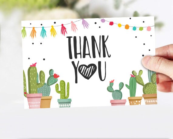 Cactus Thank you Card Taco Bout Love Thank You Note Fiesta Succulent Couples Shower Bridal Shower Baby Shower 4x6&quot; Instant Download 0254