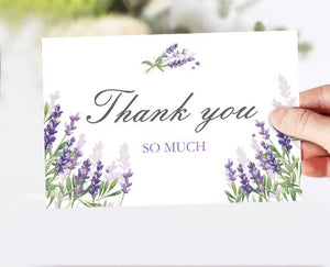 Lavender Thank you Card Lavender Thank You Note 4x6" Lavender Wedding Bridal Shower Purple Greenery Foliage Elegant Instant Download 0206