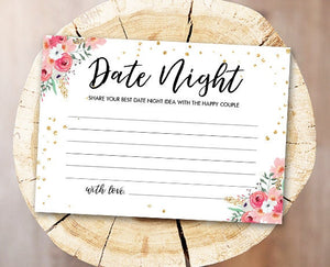 Date Night Ideas Bridal Shower Game Date Night Idea Card Date Jar Party Game Shower Activities Floral Pink Download PRINTABLE 0030 0318