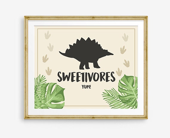 Sweetivores Sign Dinosaur Birthday Sign Food Table Treat Decor Dino Birthday Boy Prehistoric Snacks T-Rex Sweets Table Sign Printable 0043