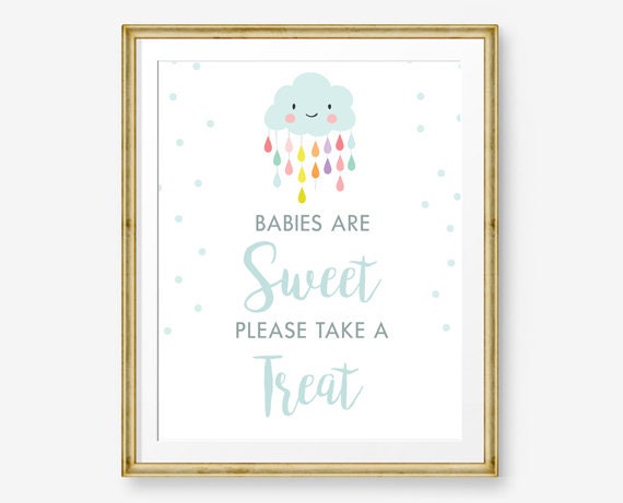 Babies Are Sweet Please Take a Treat Sign Baby Shower Sprinkle Favors Sign Cloud Gender Neutral Baby Shower Decor Download Printable 0036