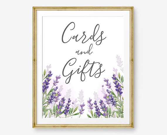 Cards and Gifts Sign Wedding Lavender Cards and Gifts Greenery Gift Table Sign Botanical Decor Floral 8x10 Instant Download PRINTABLE 0206