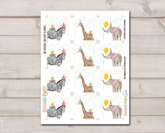 Party Animals Cupcake Toppers Favor Tags Birthday Party Decoration Safari Animals Zoo Birthday Wild One download Digital PRINTABLE 0142