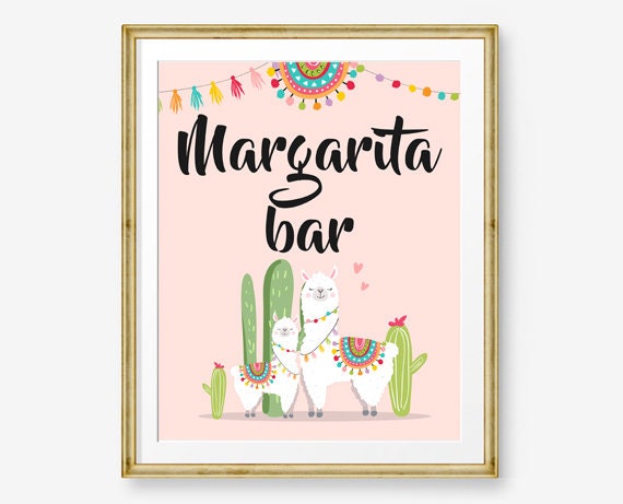 Llama Margarita Bar Sign Fiesta Theme Baby Shower Couples Shower Decor Cactus Succulent Table Sign 8x10 Instant Download PRINTABLE 0079